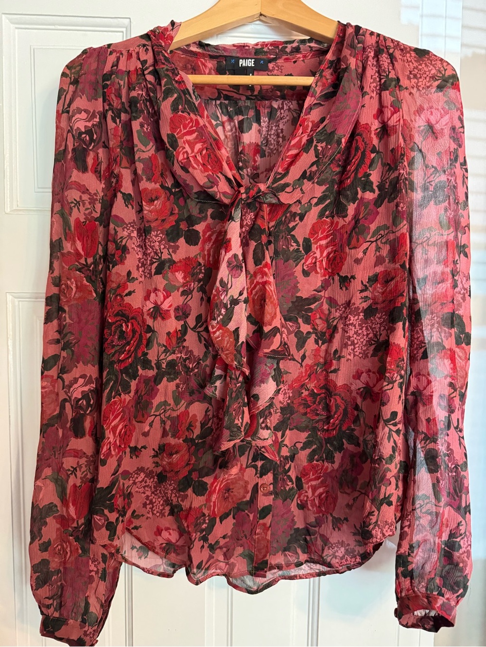 Paige silk floral blouse with front tie
